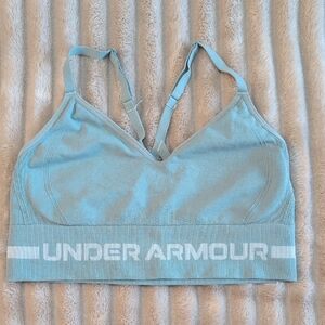 Under Armour Seamless Logo Band Sports Bra in Light Blue